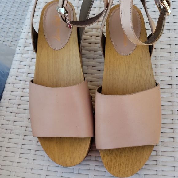 Sam Edelman leather wooden flatform sandals - Picture 2 of 7